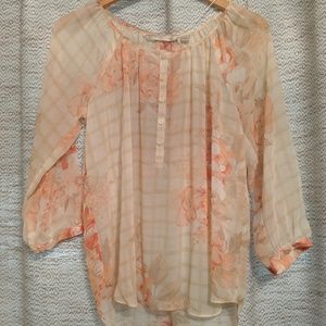 Lauren Conrad Sheer Half Button Blouse Size Small